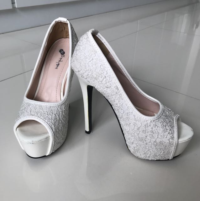 White lace new arrivals platform heels