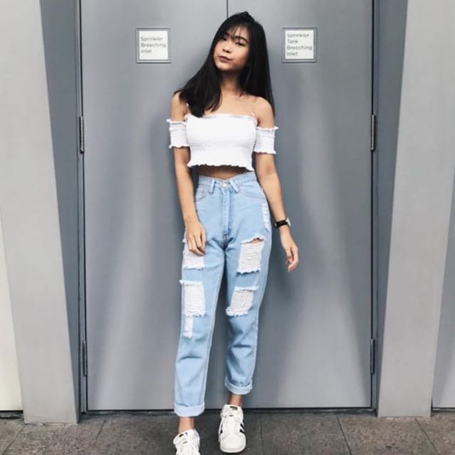 cute white off the shoulder tops