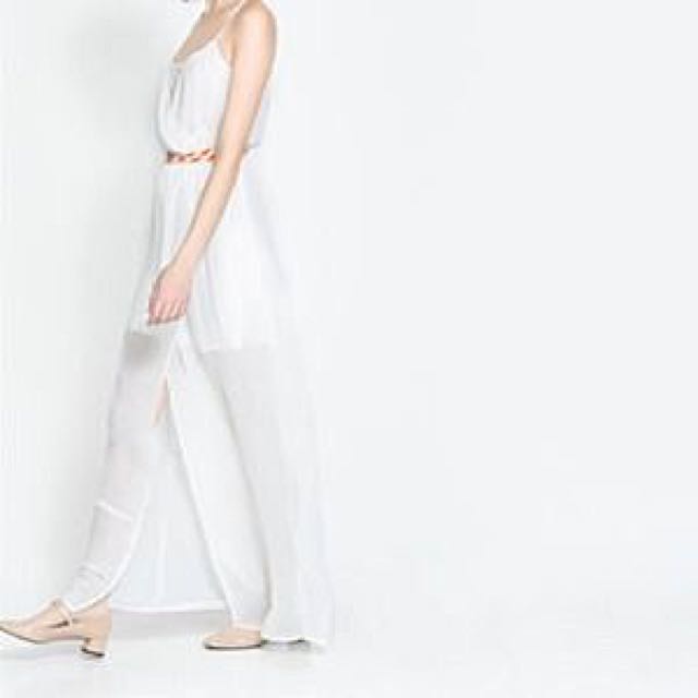 Zara White Maxi Dress, Women's Fashion 