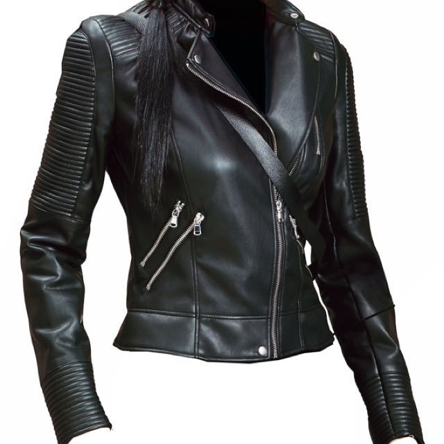 zara women's leather biker jacket