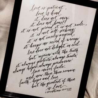 Calligraphy on frame for Valentines Day