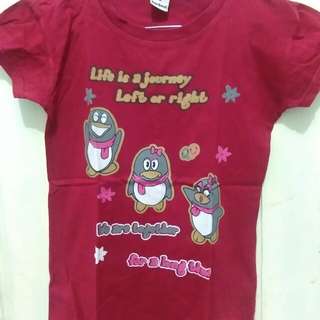 3 penguins red t-shirt
