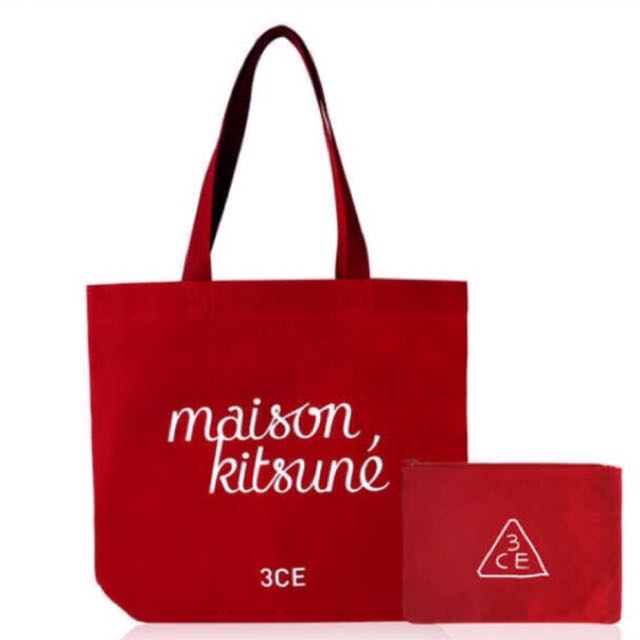 3ce X Maison Kitsune Tote Bag Olshop Fashion Olshop Wanita On Carousell
