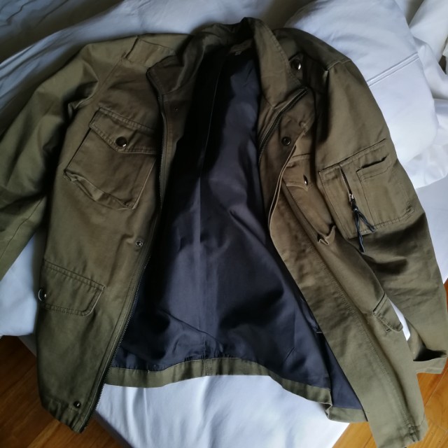 Mens green cargo jacket top