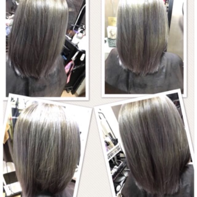 Bleaching X2 Toning Ash Grey Colour And Add On Olaplex Health