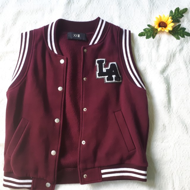 LA sleeveless varsity jacket Women s Fashion Coats Jackets and