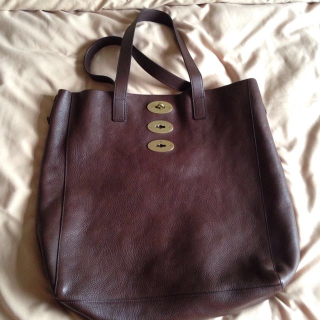 mulberry leather tote bag