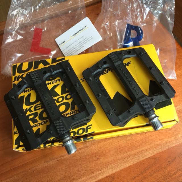 Nukeproof Flat Pedals (Category: Bicycles) located in Singapore. Submitted by jake_888 (Listing ID 149656270, Image 1). Description: BRANDNEW and AUTHENTIC * Nylon-reinforced composite body * Replaceable pins * 4 Sealed bearings * Dimension 98 x 95 x 17mm * Weight per pair 354grams * for AM/XC/DH/FR #nukeproof #neutron #pedals #flatpedals #mtb.