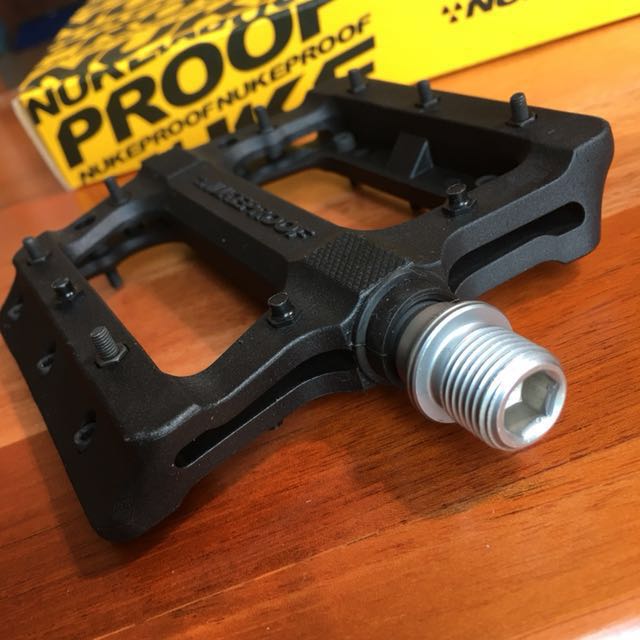 Nukeproof Flat Pedals (Category: Bicycles) located in Singapore. Submitted by jake_888 (Listing ID 149656270, Image 2). Description: BRANDNEW and AUTHENTIC * Nylon-reinforced composite body * Replaceable pins * 4 Sealed bearings * Dimension 98 x 95 x 17mm * Weight per pair 354grams * for AM/XC/DH/FR #nukeproof #neutron #pedals #flatpedals #mtb.