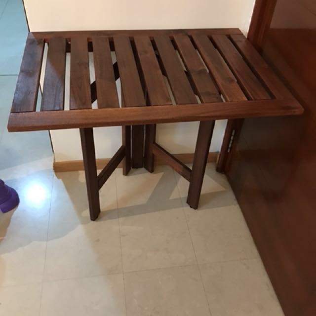 PPLAR Gateleg table for wall outdoor brown