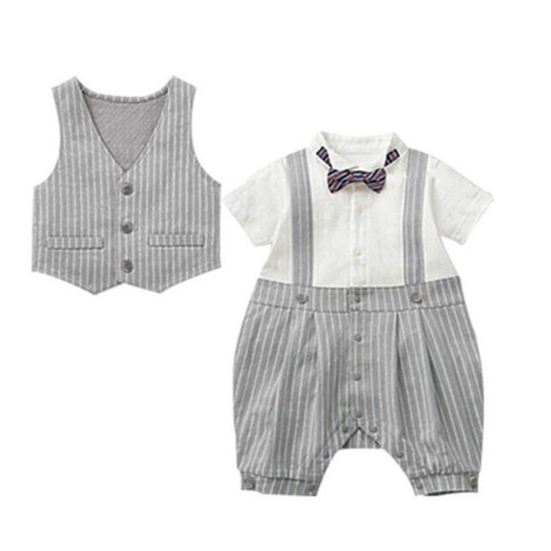 Stock Bn 2pc Suspender Short Sleeves Baby Boy Casual Smart