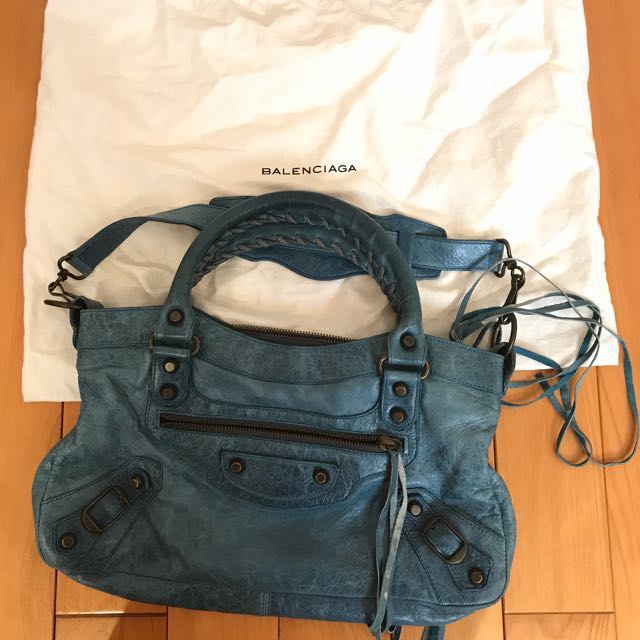 balenciaga 湖水绿机车包