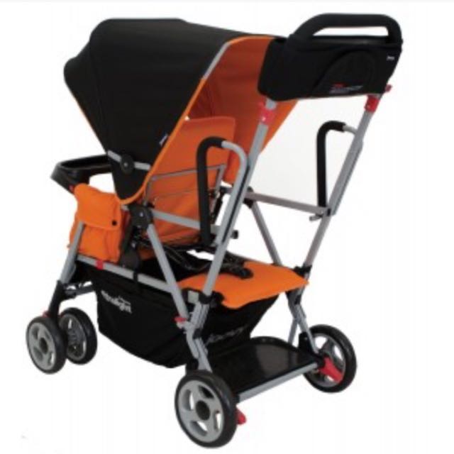 Joovy ultralight caboose orange stroller with stand on tandem 2