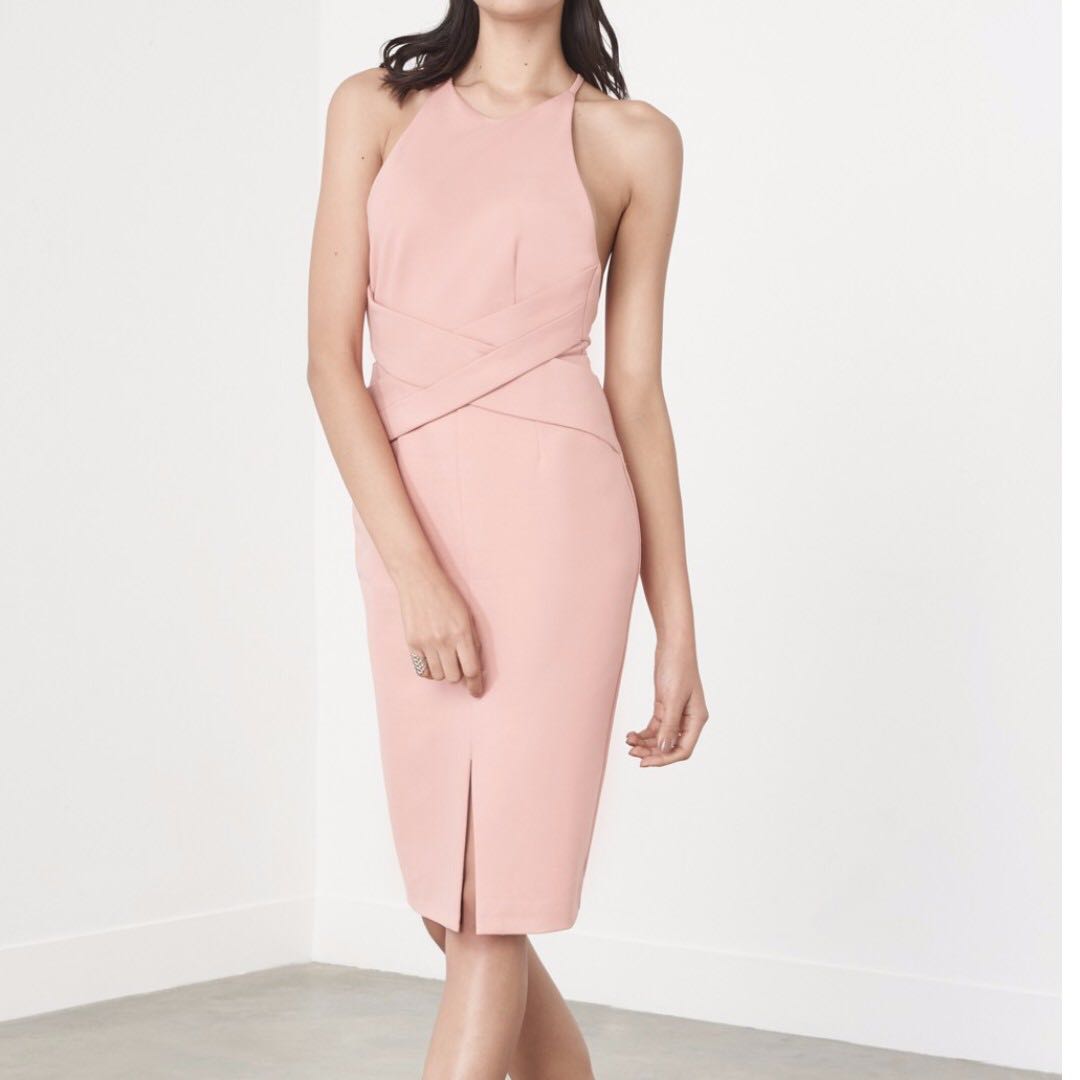 Lavish Alice Wrap Front Plunge Back Detail Midi Dress Women s Fashion Tops Sleeveless on Carousell