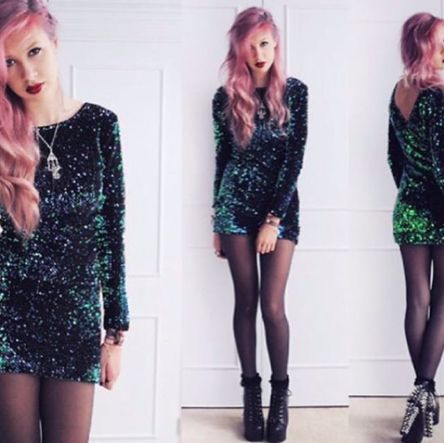 Motel Rocks Green Sequin Dress Women s Fashion Clothes on Carousell
