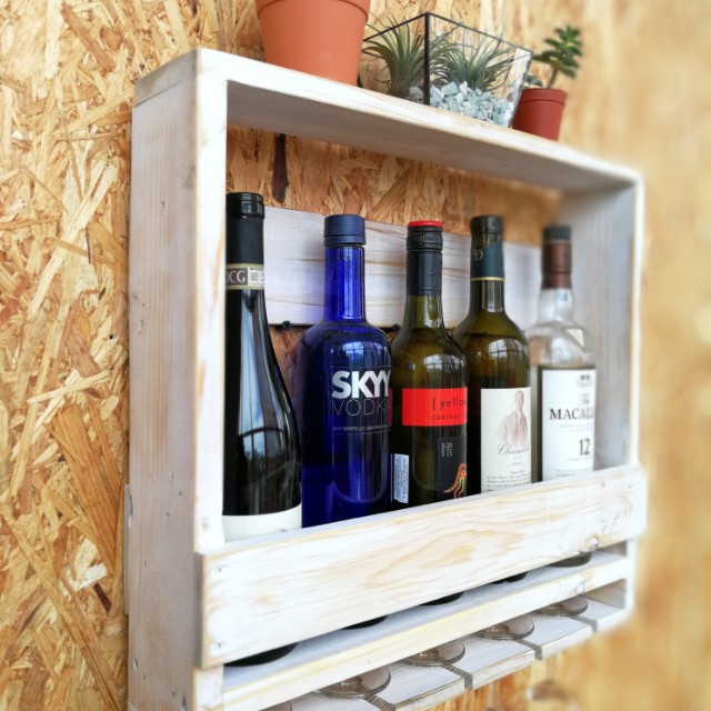 White Wine Rack with Distress Shabby Chic Look Furniture Home Living Home Decor Vases Decorative Bowls on Carousell