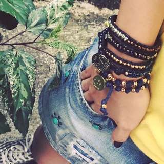 Black Handmade wrap bracelet and Zodiac Sign Charm Friendship Bracelet