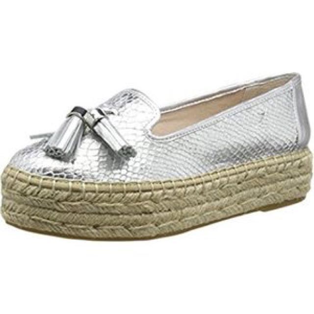 silver platform loafers