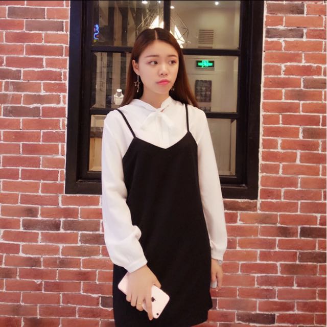black korean slip dress