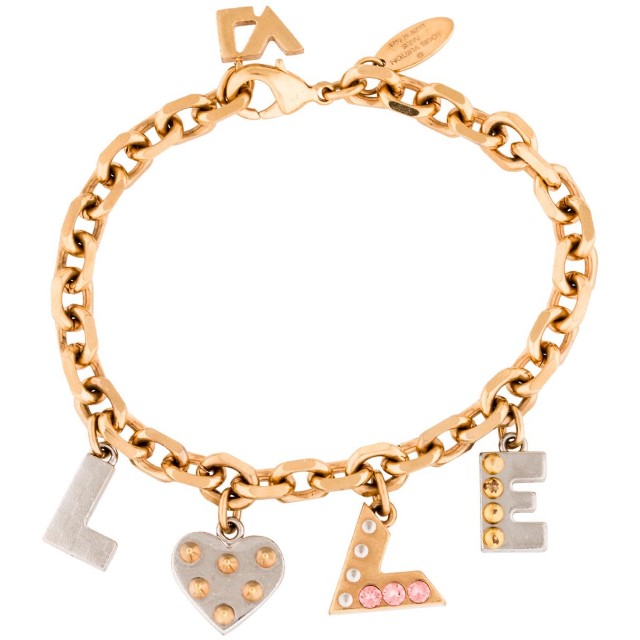 Louis Vuitton Crystal Love Letter Timeless Gold Tone Charm Bracelet For  Sale at 1stDibs