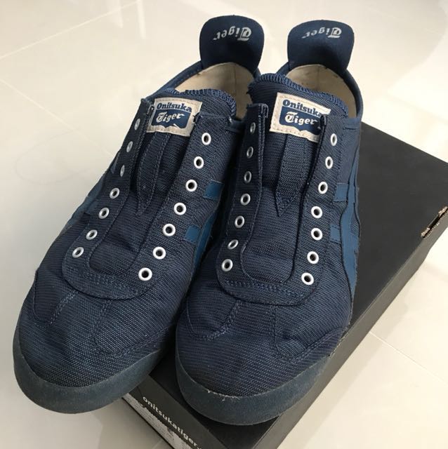 onitsuka tiger slip on cream navy