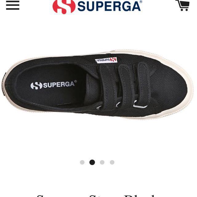 Superga Strap Velcro Black Shoes, Women 