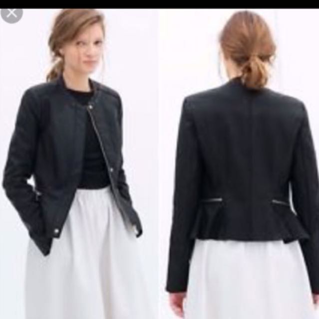 Zara peplum leather jacket Women s Fashion Clothes on Carousell