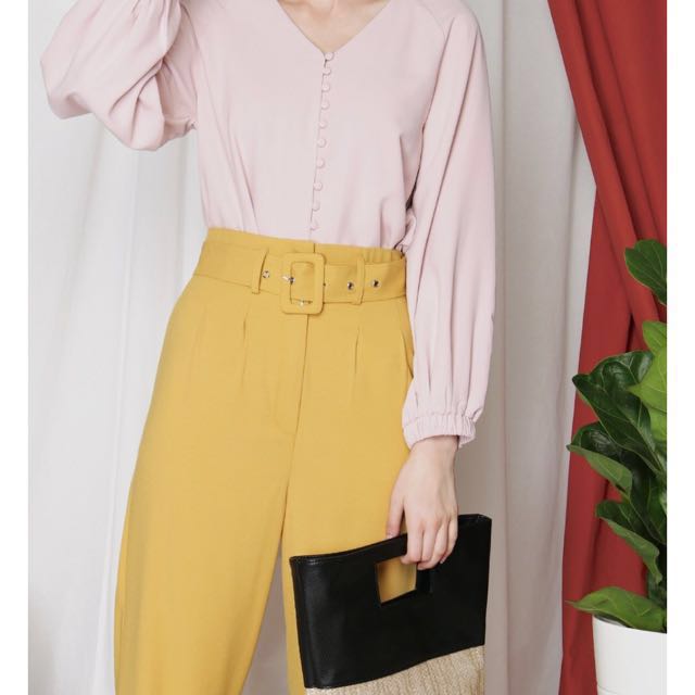 mustard high waisted pants
