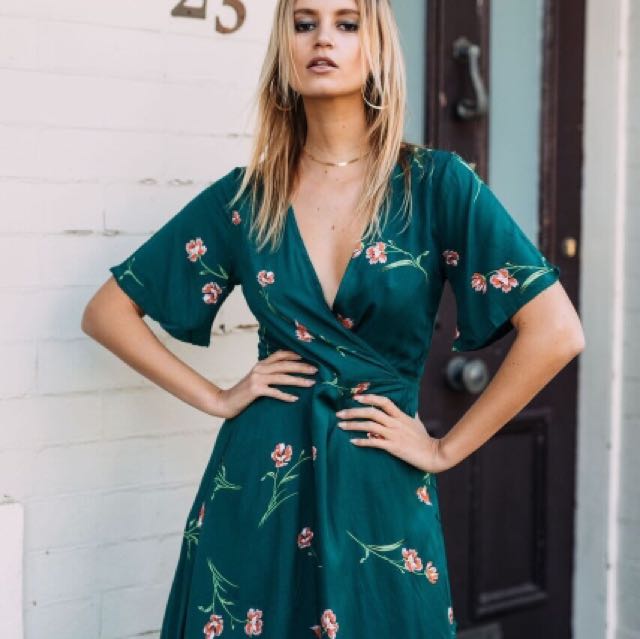 forest green floral dress