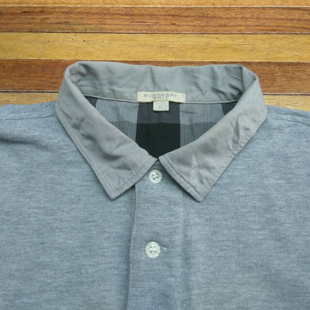 BURBERRY BRIT Grey Longsleeve Polo Made in Peru Fesyen Pria Pakaian di Carousell