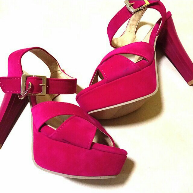 BN hot pink heels platform heels chunky 