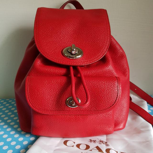 Coach Mini Backpack In Red Mini Turnlock Rucksack