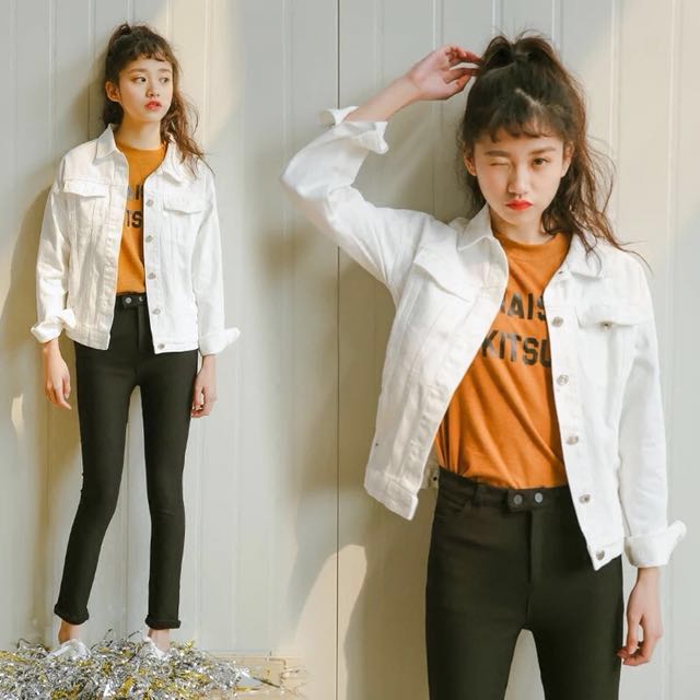 White denim jacket 2018 hotsell
