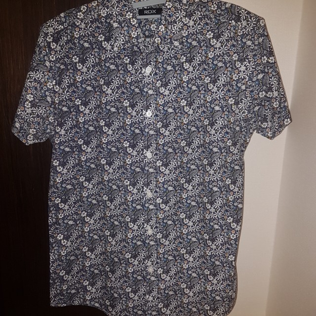 Navy / blue floral shirt, Men's Fashion, Tops & Sets, Formal Shirts on