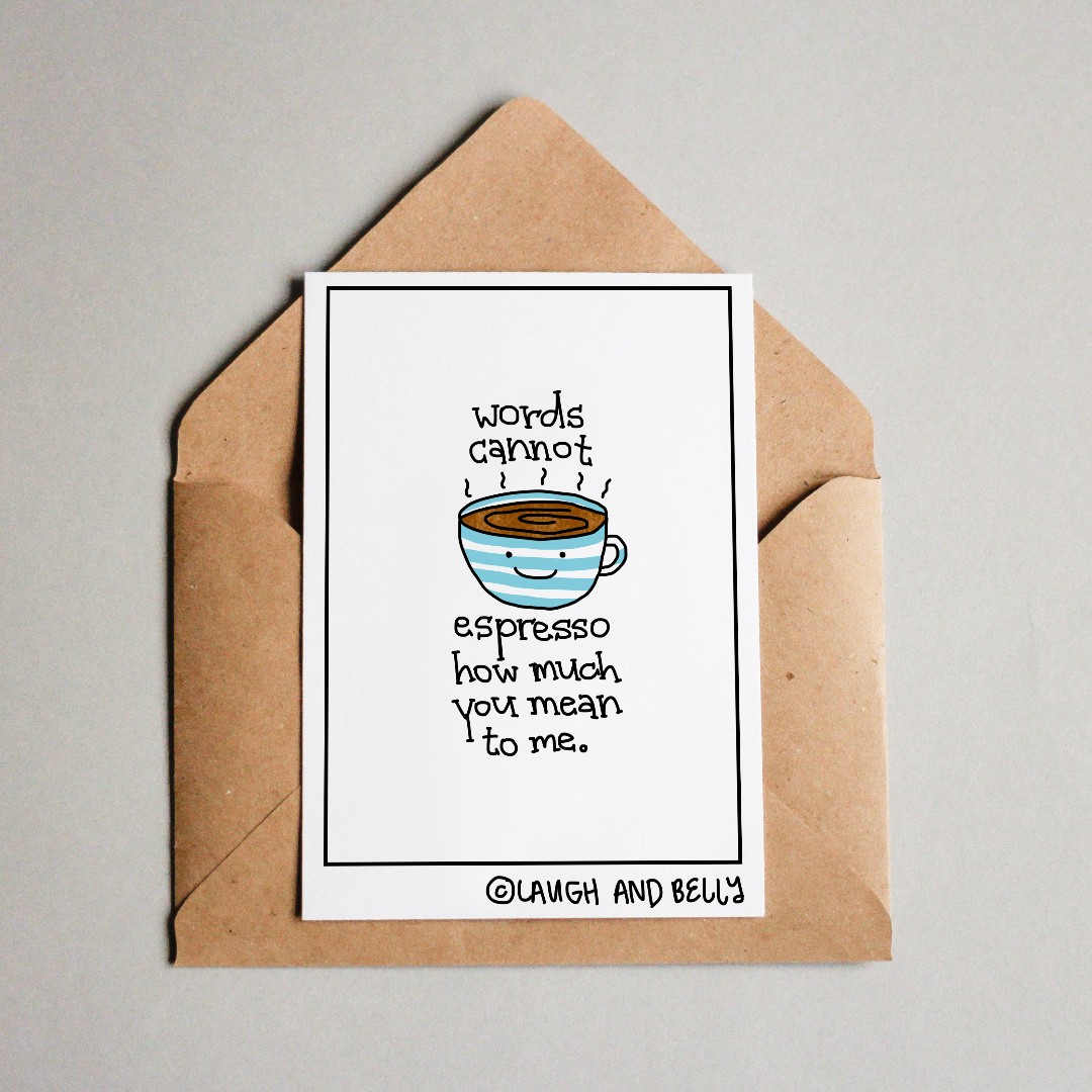 Postcard Words Cannot Espresso How Much You Mean To Me Coffee Puns Funny Hobbies And Toys 7416