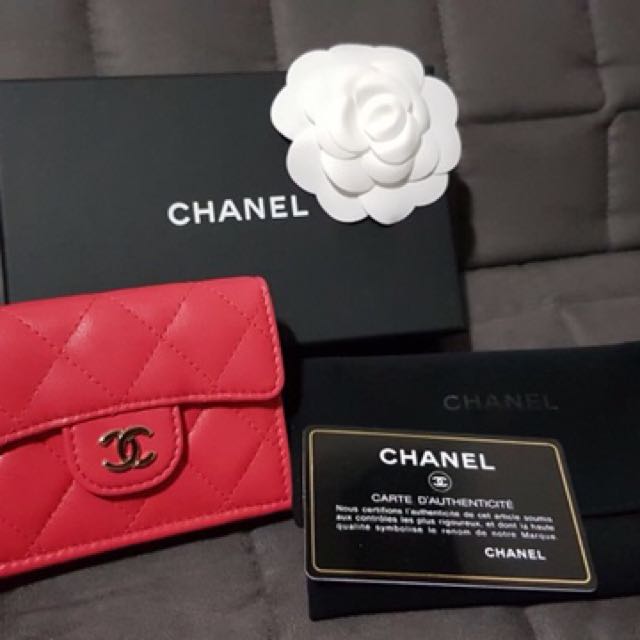 Chanel classic small flap wallet in red, Luxury, Bags & Wallets on 