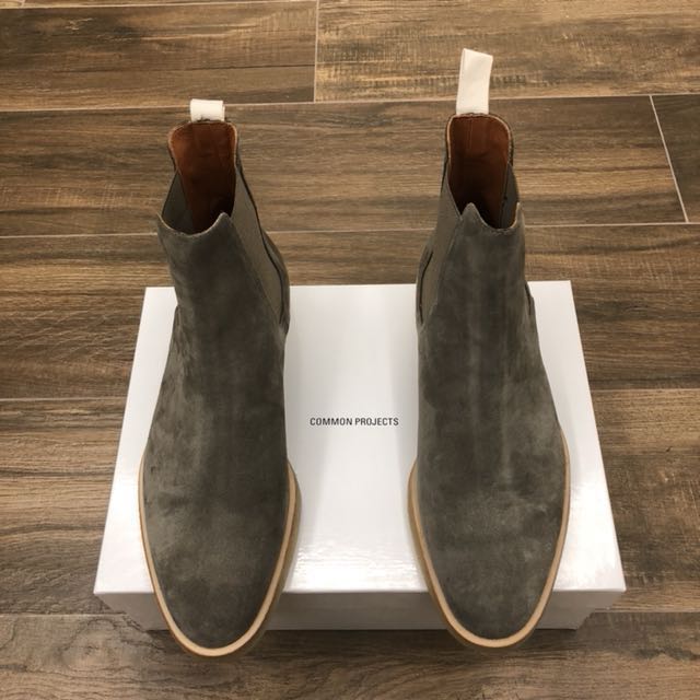 common projects chelsea boots warm grey
