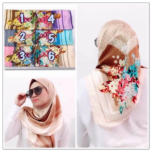 Tudung Bawal Square Bunga Women S Fashion Muslimah Fashion On Carousell