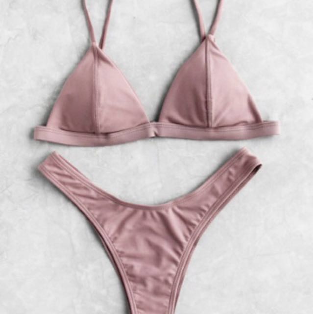 light pink triangle bikini