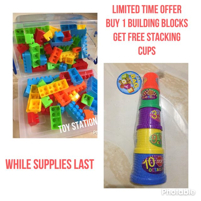 building blocks with tub with free stacking cups (Category: Infant Playtime) located in Valenzuela. Submitted by gpe24 (Listing ID 154081173, Image 1). Description: NEW BUILDING BLOCKS WITH TUB AND WITH FREE STACKING CUPS GREAT GIFT FOR KIDS FOR A LIMITED TIME OFFER SHIPPING ONLY NO MEETUP 09198380283.