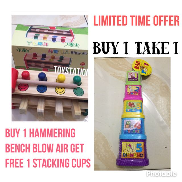 COLORFUL HAMMERING TOY WITH FREE STACKING CUPS (Category: Infant Playtime) located in Valenzuela. Submitted by gpe24 (Listing ID 154081670, Image 1). Description: .