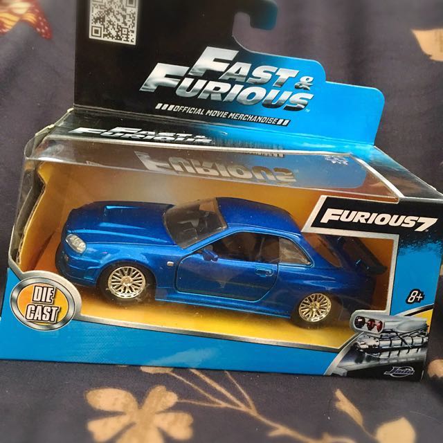 Brian's Nissan Skyline GT-R R34 Blue Fast & Furious Movie 1/32 Diecast Car  Model by Jada