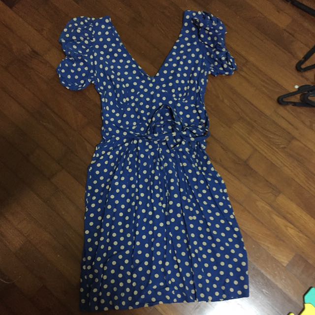 Topshop blue polka dot dress discount