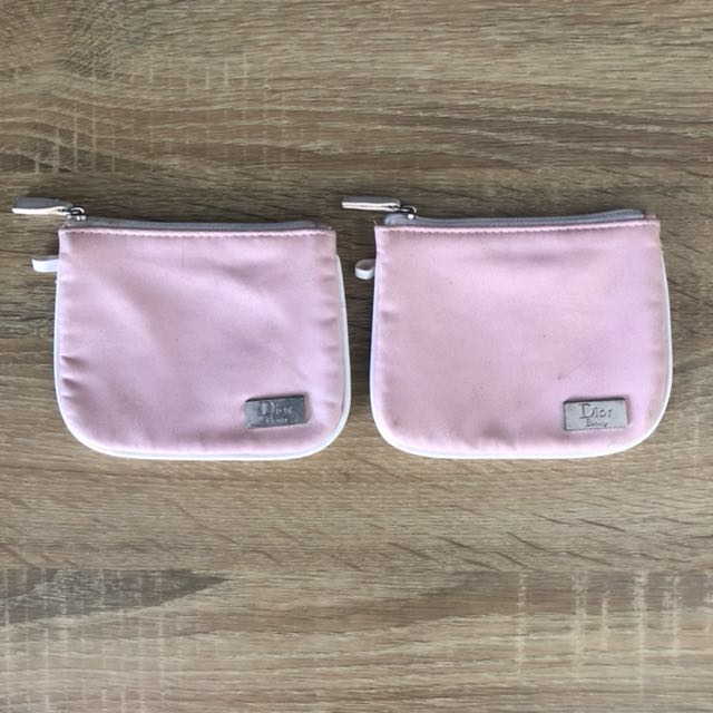 2x Dior Beauty Pink And White Makeup Or Accessories Pouch Purse Bag