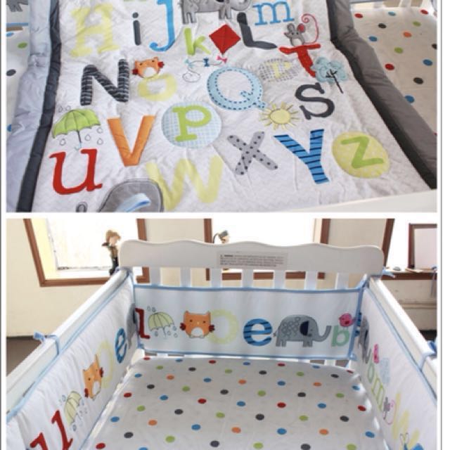 Alphabet Baby Bedding Crib Bad Bumper Cot Sheet Quilt On Carousell