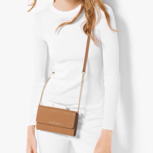 Michael kors jet set travel saffiano leather smartphone crossbody top