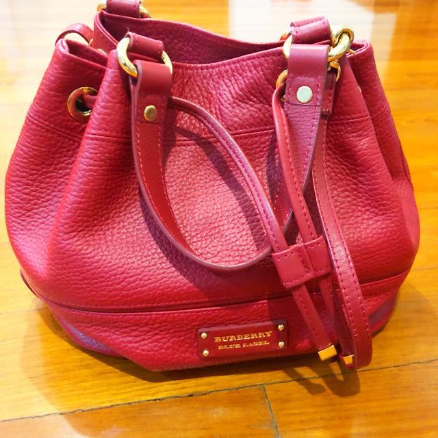 Burberry Blue Label Red leather bucket bag, Luxury, Bags & Wallets on  Carousell