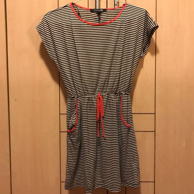 New Bargains On Forever 21 Striped Mini Dress Navy Cream