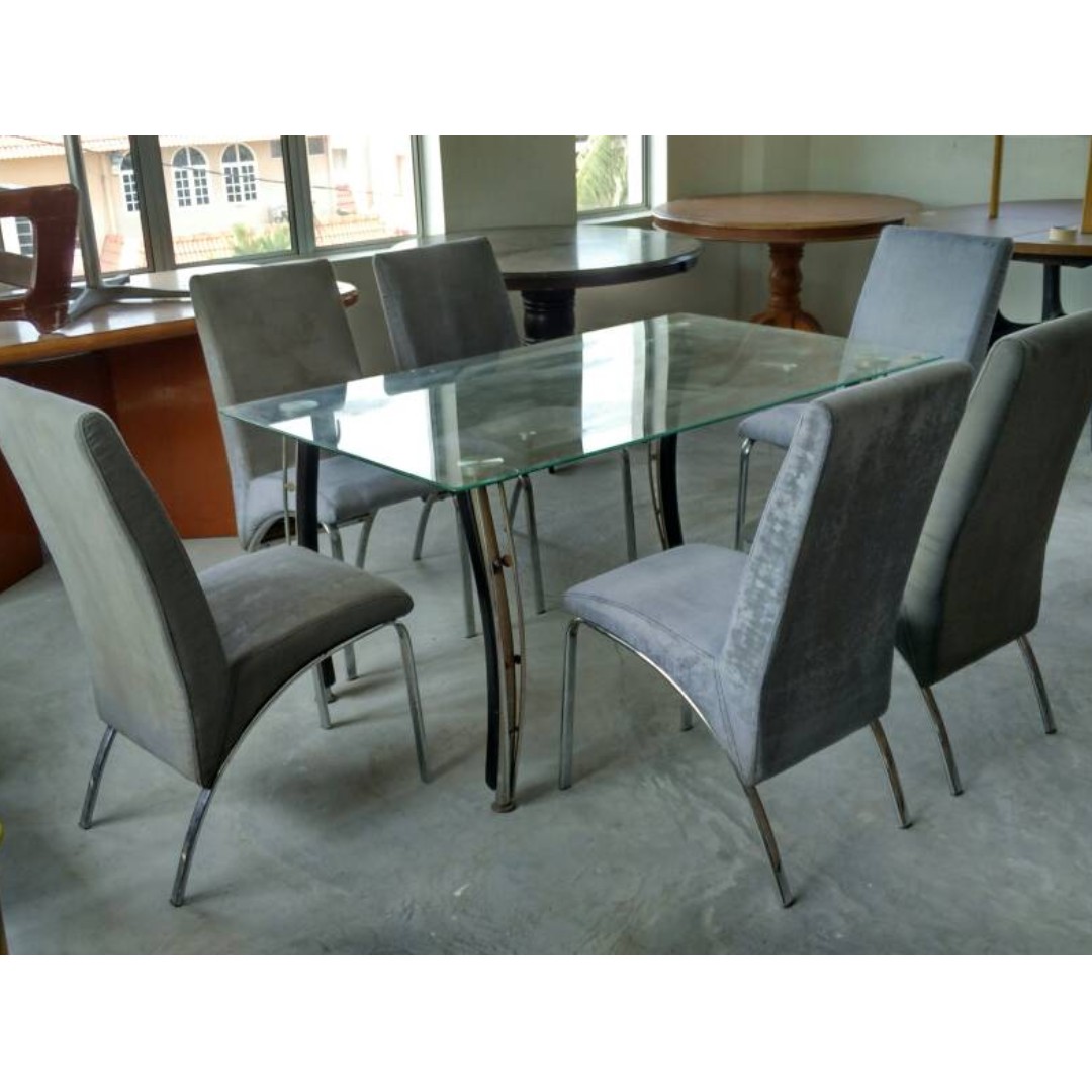 Meja Makan Dining Table Set 3 X 5 Feet With 6 Chair F41 A G46