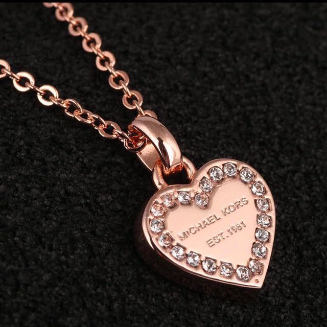 michael kors rose gold necklace heart